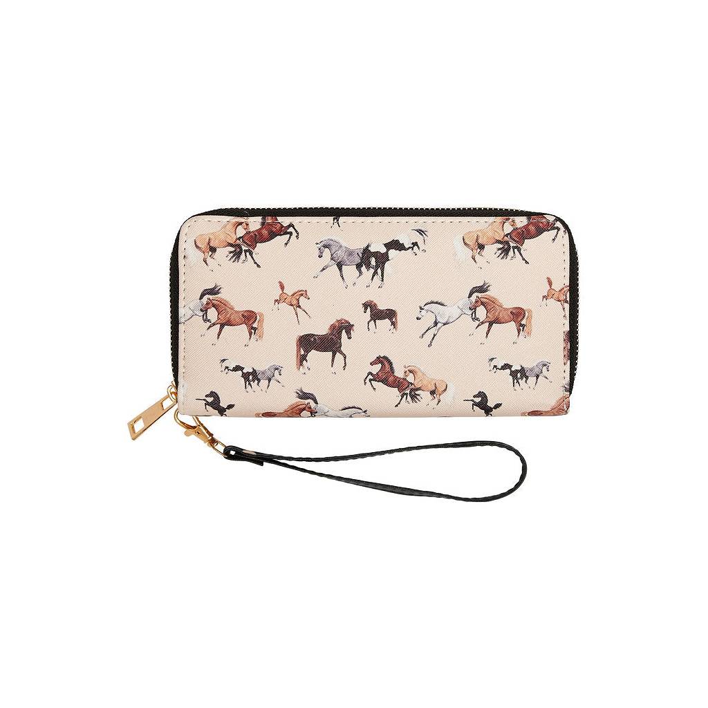 AWST Int'l "Lila" Horses All Over Clutch Wallet