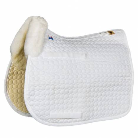 E.A. Mattes Gold Dressage Square Pad with Sheepskin Trim & Bare Flaps