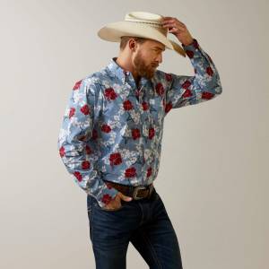 Ariat Mens Wrinkle Resist Pareau Western Aloha Stretch Classic Fit Shirt