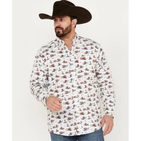 Ariat Mens Wrinkle Resist Longhorn Aloha Stretch Classic Fit Shirt