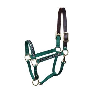 Perri's Nylon Ribbon Safety Halter - Horseshoes