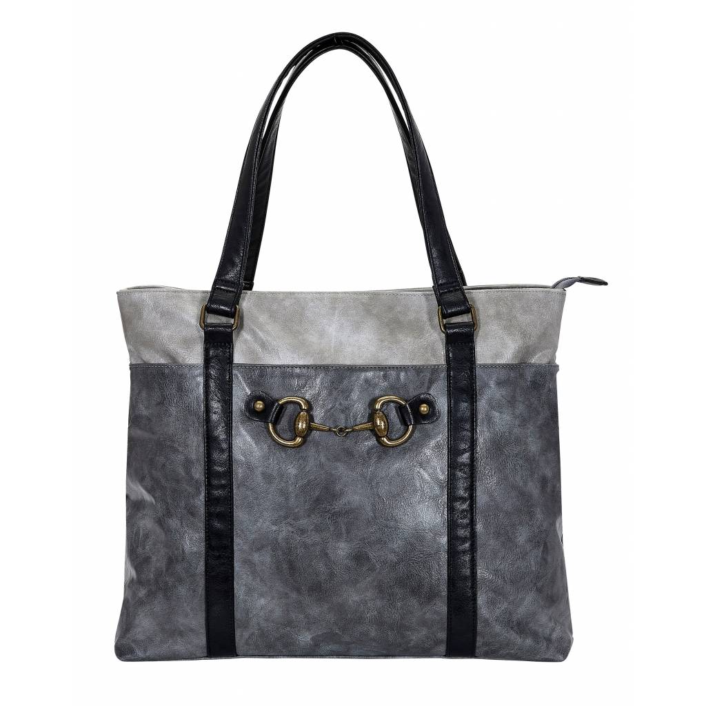 AWST Int'l Colorblock Snaffle Bit Laptop Tote- Brown