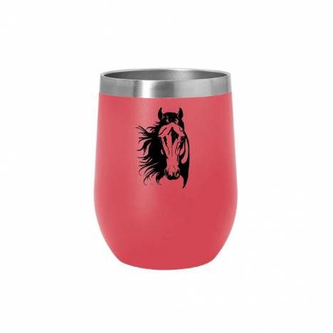 AWST Int'l Lila Horse Head Front Stainless Steel Wine Tumbler with Slide Top