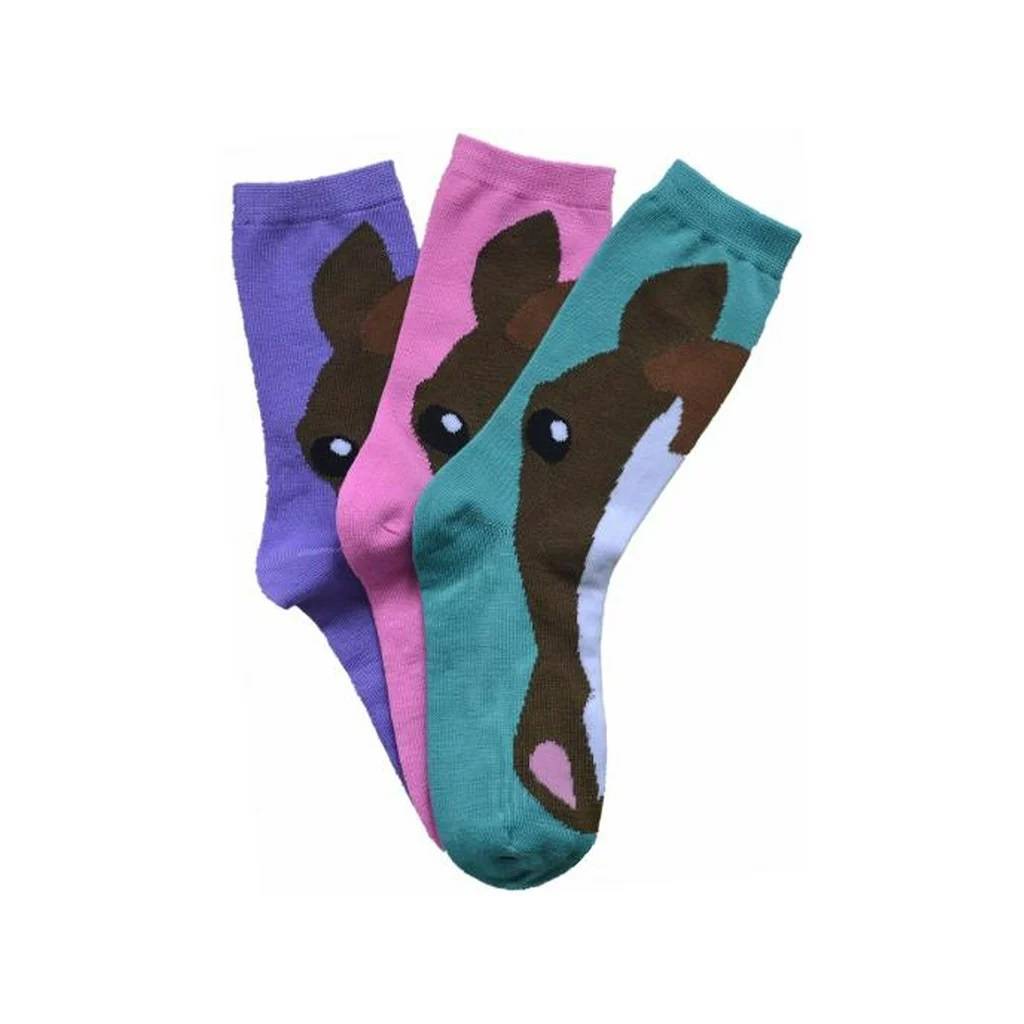 AWST Int'l Ladies Horse Face Crew Socks - 3-Pack