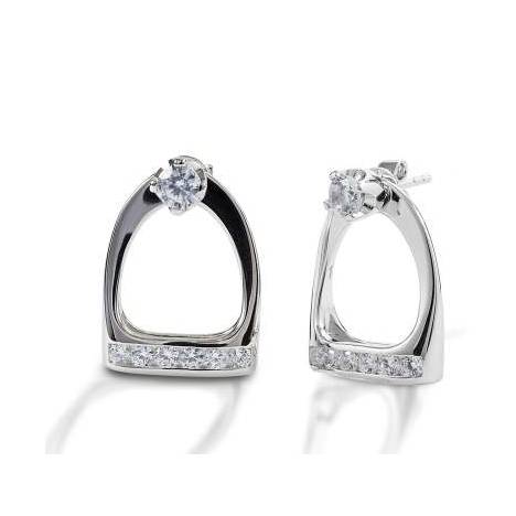 AWST Int'l Sterling Silver & CZ Stirrup Earrings