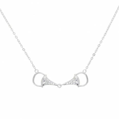 AWST Int'l Sterling Silver & CZ Snaffle Bit Necklace