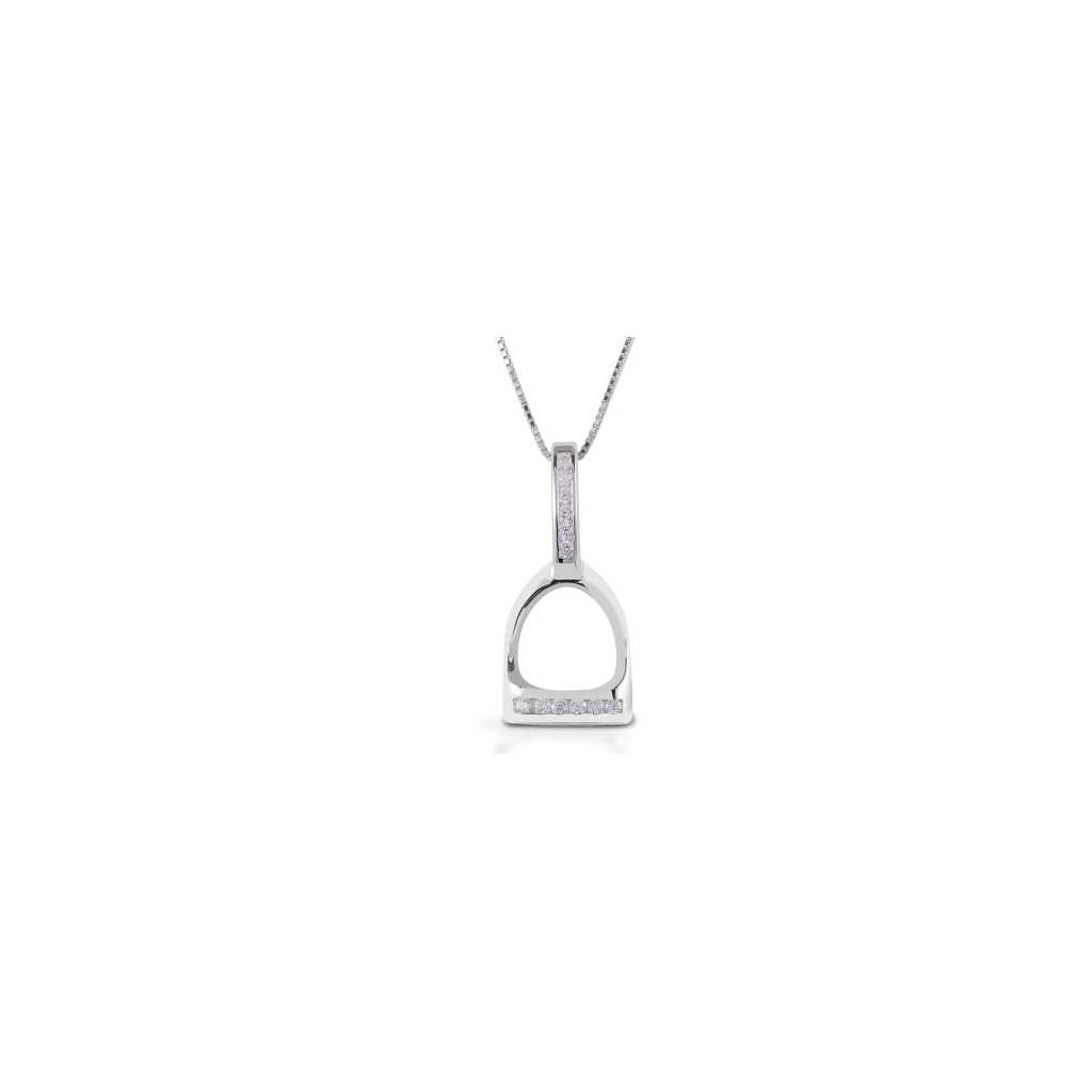 AWST Int'l Sterling Silver & CZ Stirrup Necklace