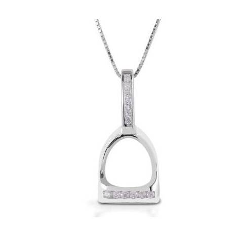 AWST Int'l Sterling Silver & CZ Stirrup Necklace