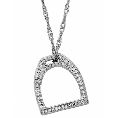 AWST Int'l Rhodium & Pave CZ Stirrup Necklace