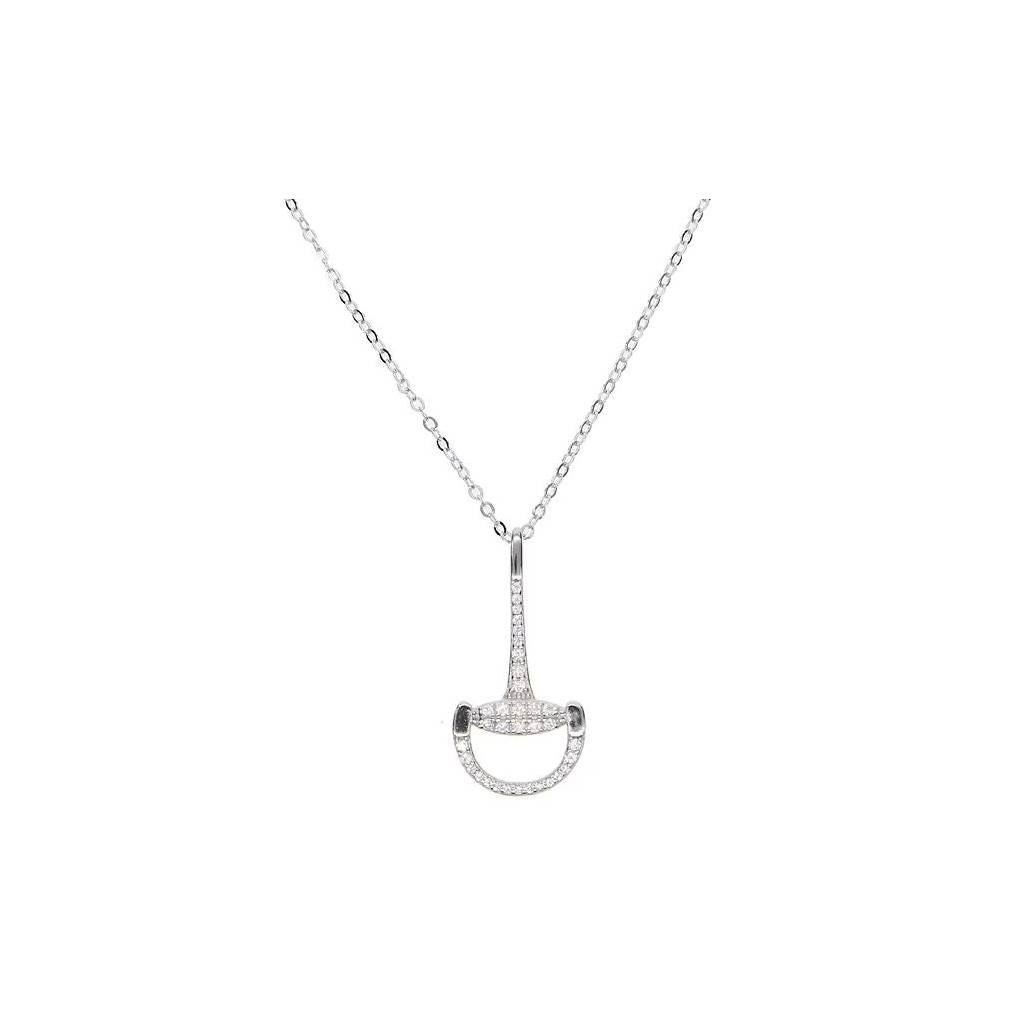 AWST Int'l Sterling SIlver & CZ D-Bit Snaffle Necklace