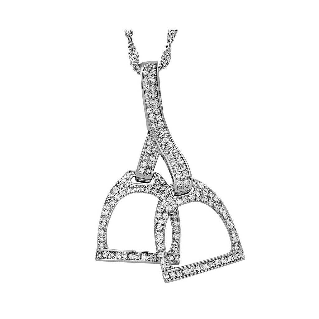 AWST Int'l Rhodium Horse Double Stirrup Necklace