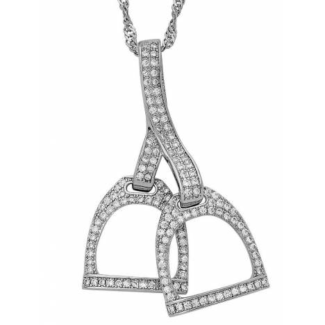 AWST Int'l Rhodium Horse Double Stirrup Necklace