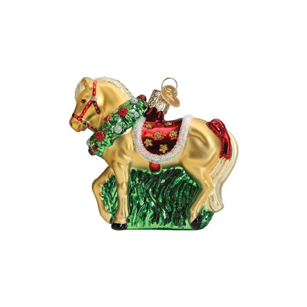 Holiday Horse Glass Ornament