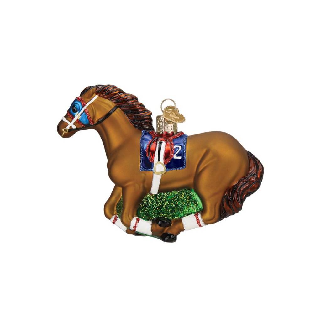 Race Horse Glass Ornament