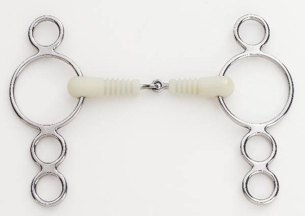 5-408161 Happy Mouth Jointed Ribbed 3-Ring Gag Bit sku 5-408161