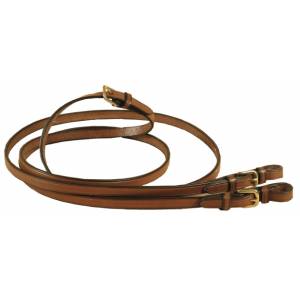 Tory Leather English Style Rein - Brass Buckle Bit Ends