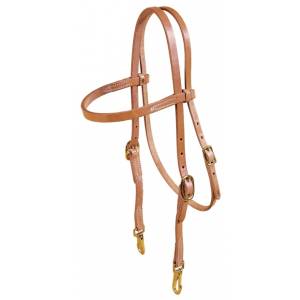 Tory Leather Browband Single Ply Training Headstall - Brass Snaps