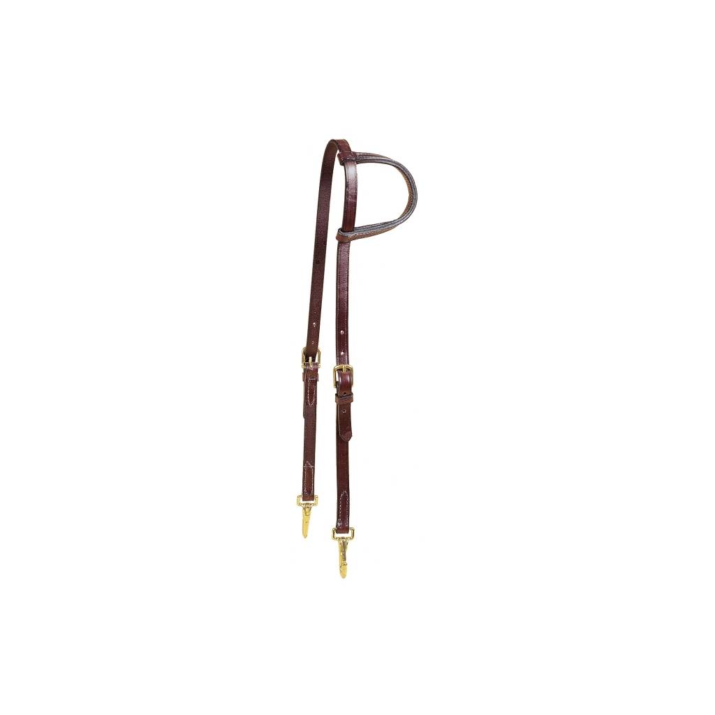 Tory Leather Slip Ear Training Headstall - Brass Snap Bit Ends
