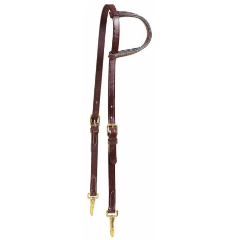 Tory Leather Slip Ear Training Headstall - Brass Snap Bit Ends