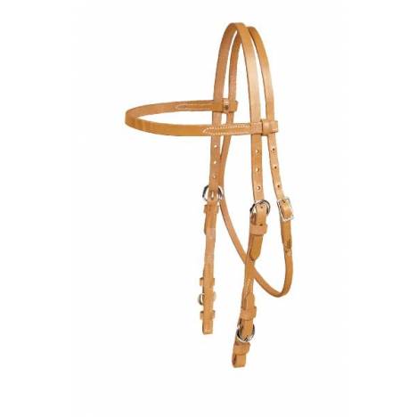 Tory Leather 5/8" Single Ply Browband Headstall with Nickel Buckle Bit Ends