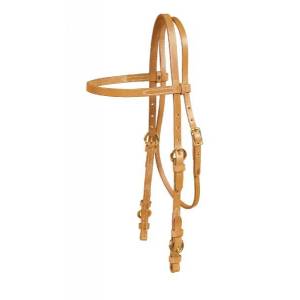 Tory Leather Single Ply Browband Headstall - Buckle Bit Ends