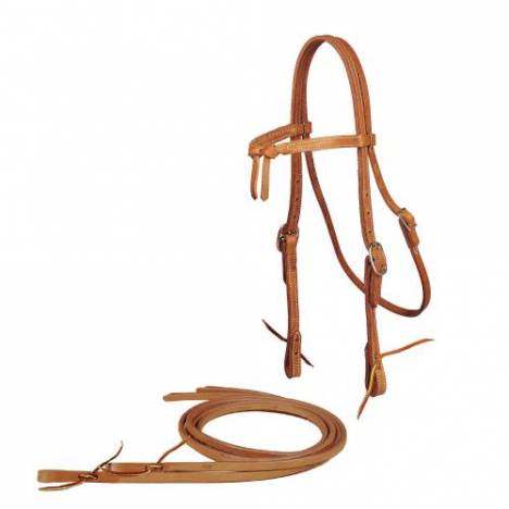 Tory Leather Brow Knot Headstall & Reins - Tie Bit Ends