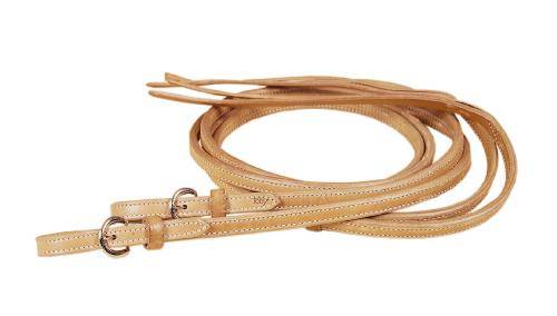 Tory Leather Full Double & Stitched Reins - Nickel Buckle Ends