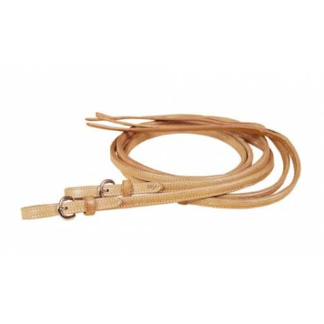 Tory Leather Full Double & Stitched Reins - Nickel Buckle Ends