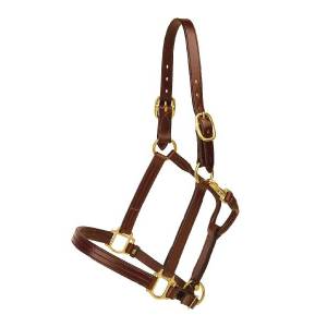 Tory Leather Triple Stitched Halter - Snap & Brass Hardware