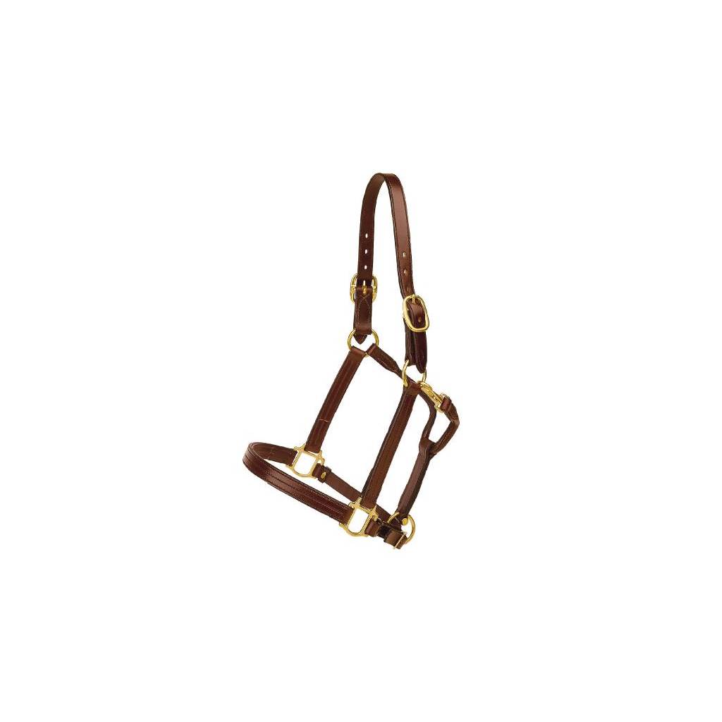 Tory Leather Triple Stitched Halter - Snap & Brass Hardware