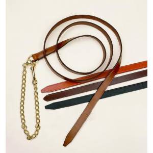 Tory Leather Single Ply Lead with Brass Plated Chain