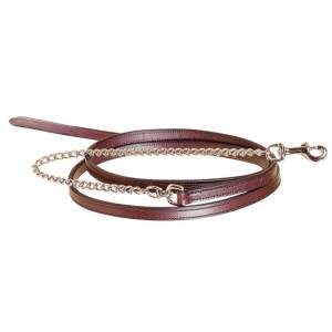 Tory Leather Partial Double & Stitched Lead - Nickel Plated Chain