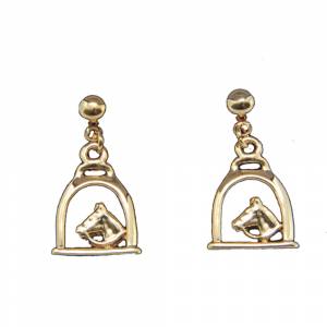 Exselle Stirrup with Horse Head Earrings - Gold Plate