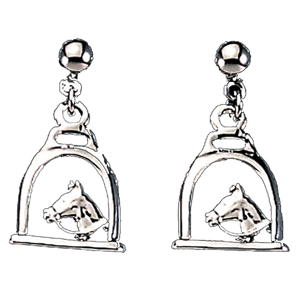 Exselle Stirrup with Horse Head Earrings - Gold Plate