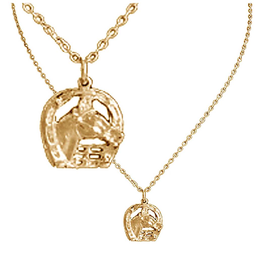 Exselle Horse Head in Horseshoe Pendant - Gold Plated