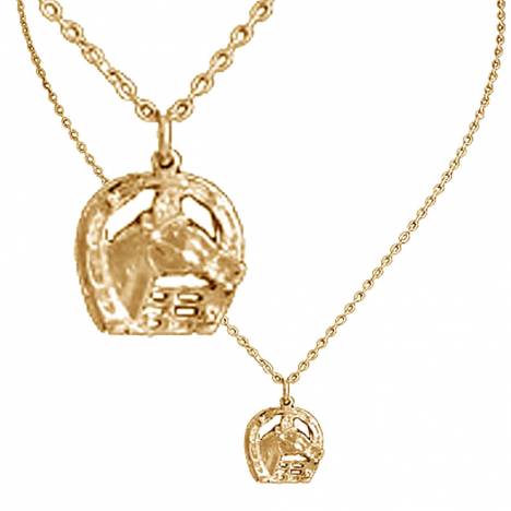 Exselle Horse Head in Horseshoe Pendant - Gold Plated