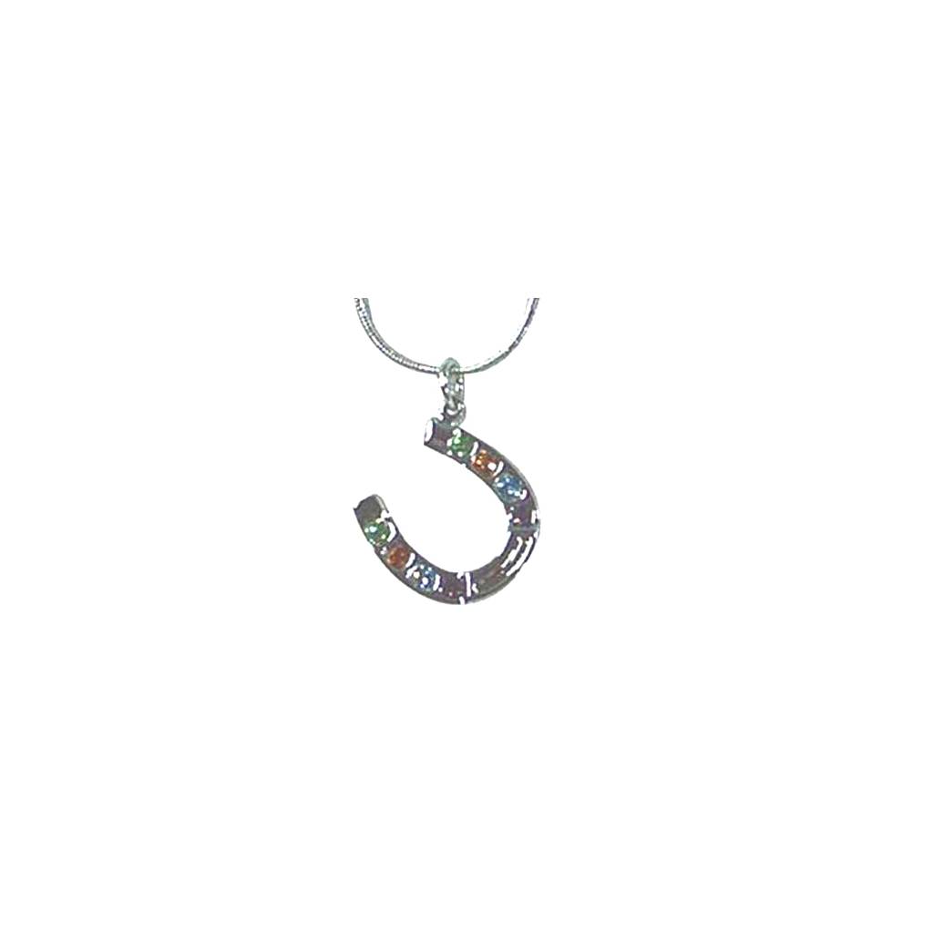 Exselle Horseshoe with Color Stones Pendant - Gold Plate