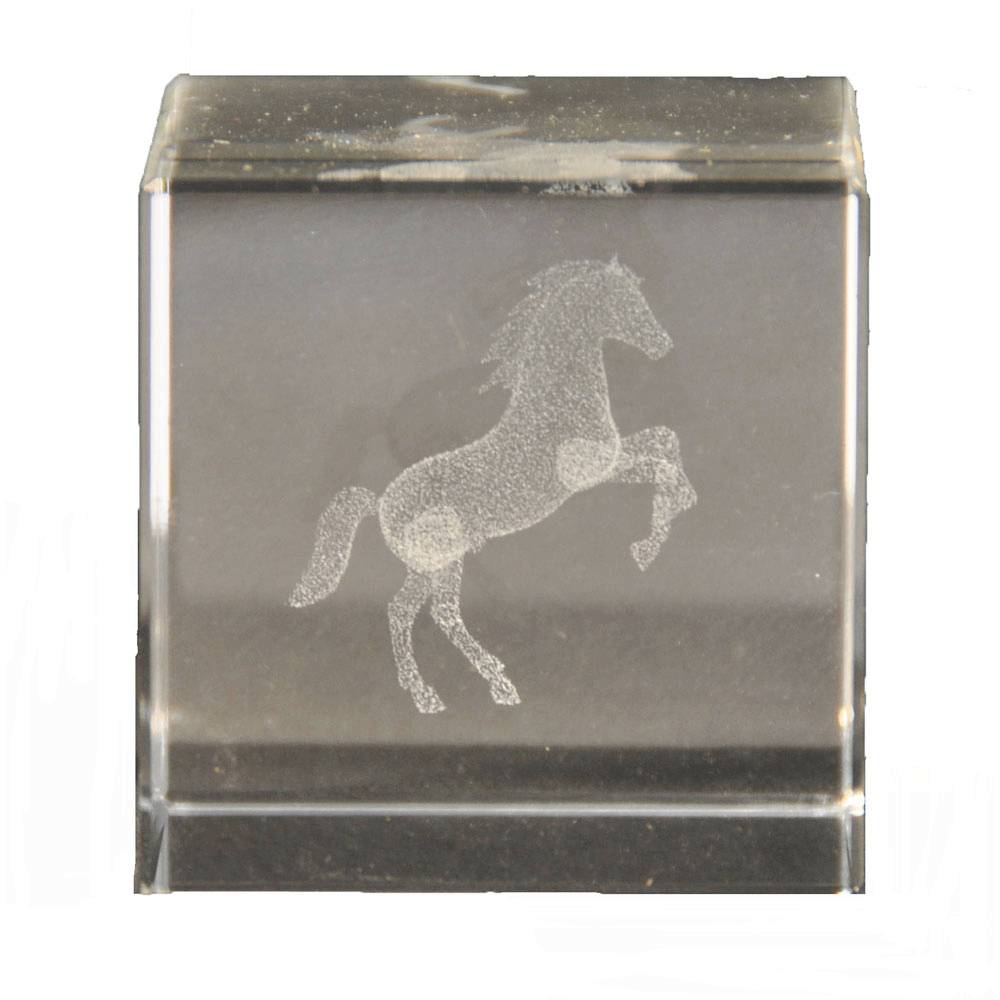 Crystal Etched Rearing Horse Paperweight