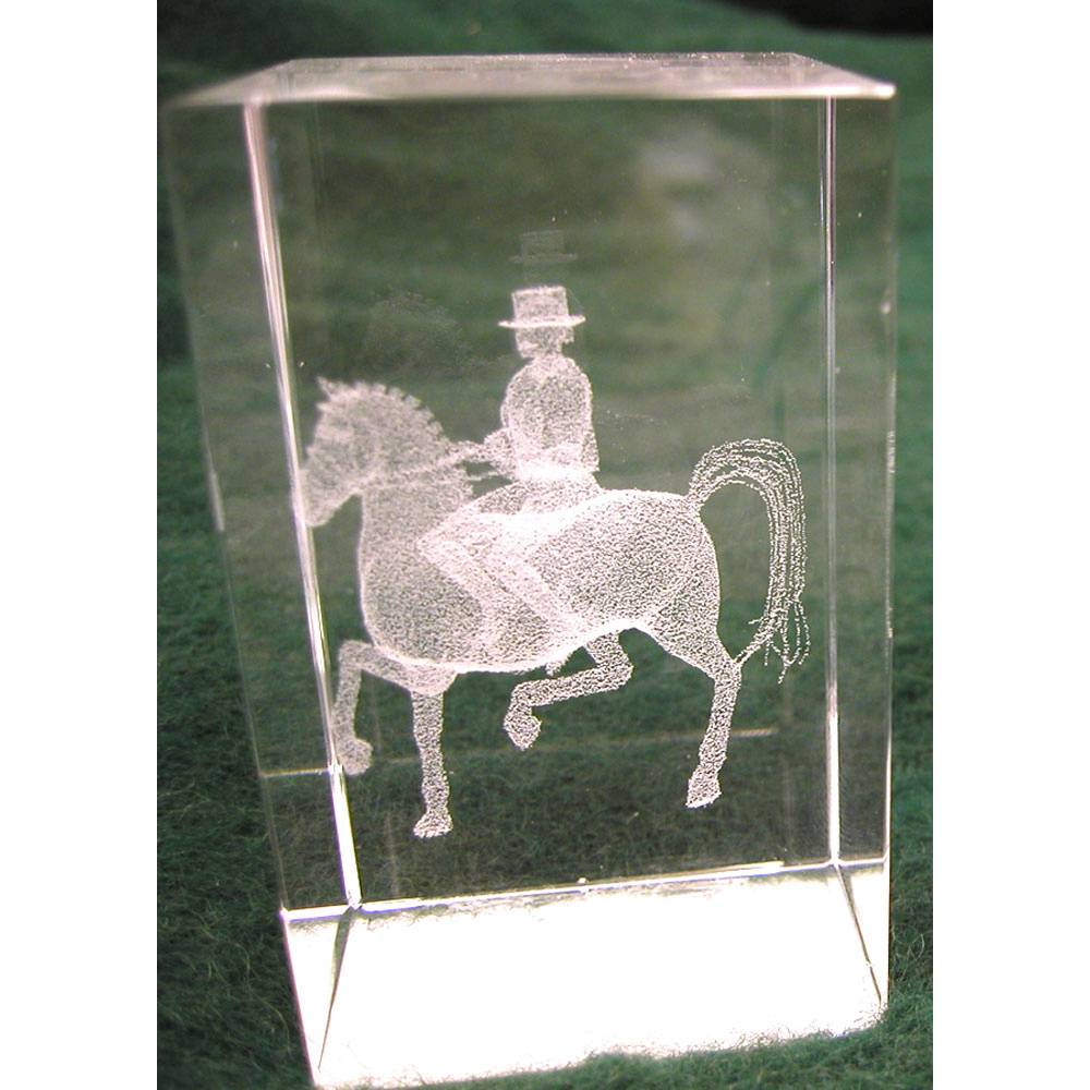 Crystal Etched Dressage Horse Paperweight