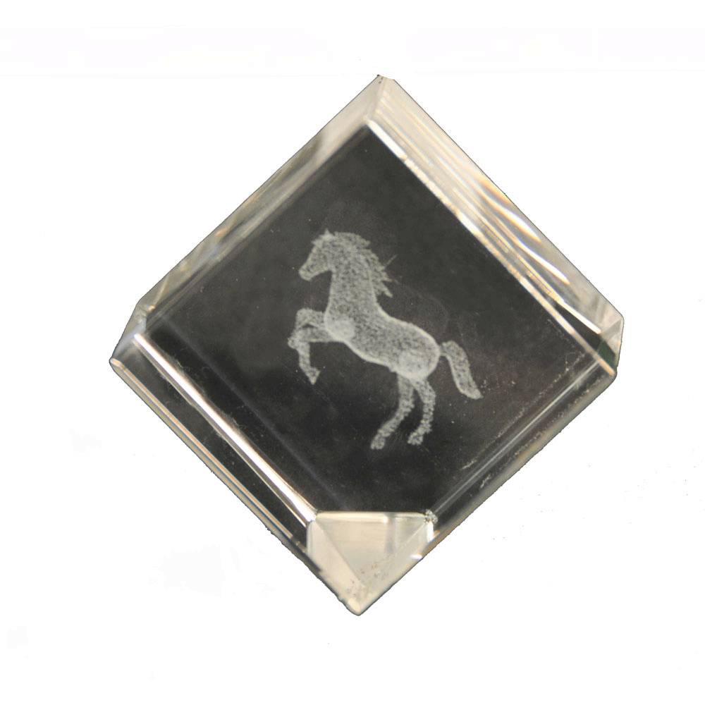 5-188751 Crystal Etched Rearing Horse Diagonal Paperweight sku 5-188751