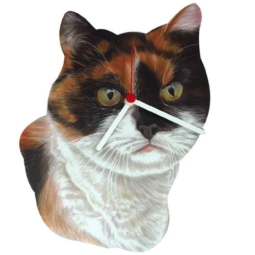 Calico Cat Head Shaped Clock