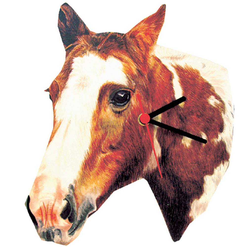 5-190249 Piebald Horse Head Shaped Clock sku 5-190249