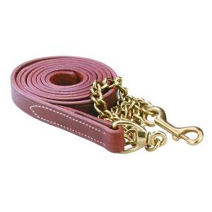 Perris Leather Lead with Solid Brass Chain