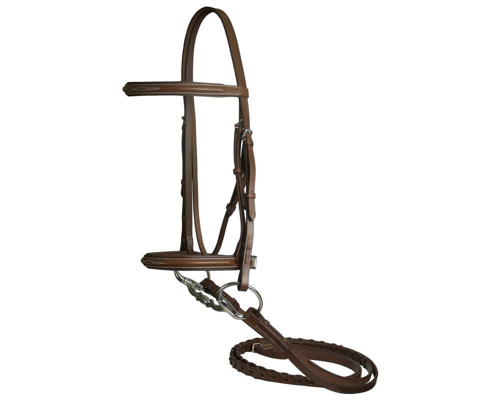 DaVinci Fancy Raised Padded Bridle with Flat Laced Reins