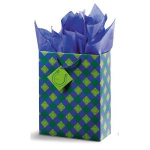 Lucky You! Vertical Vogue Gift Bag - Blue/Green