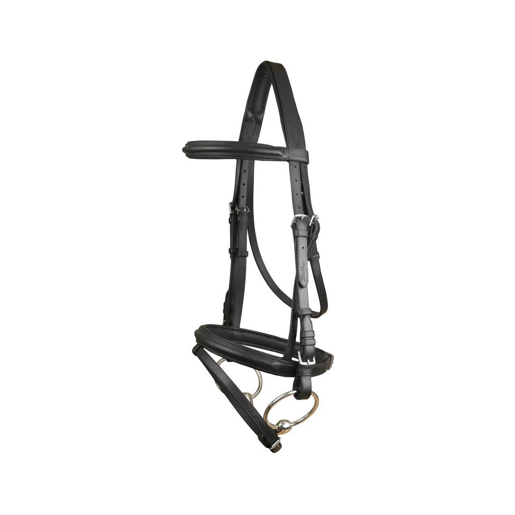 Da Vinci Plain Raised Padded Comfort Crown Dressage Bridle with Flash less Reins