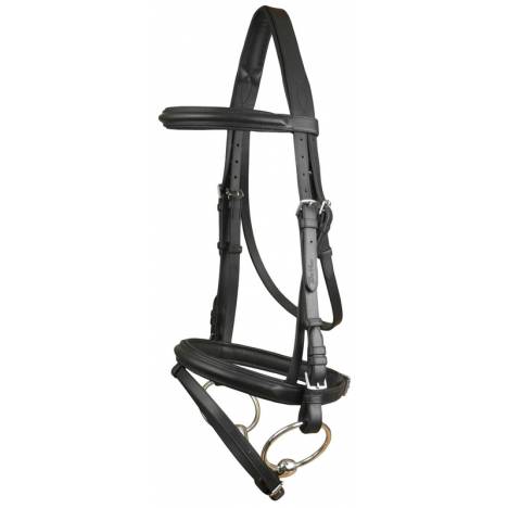 Da Vinci Plain Raised Padded Comfort Crown Dressage Bridle with Flash less Reins