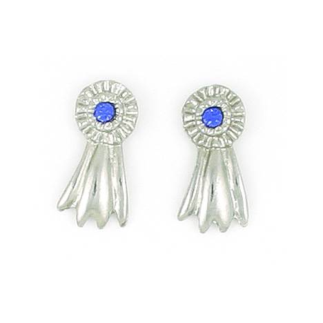 Finishing Touch Large Blue Ribbon Pierced Ear - Silver