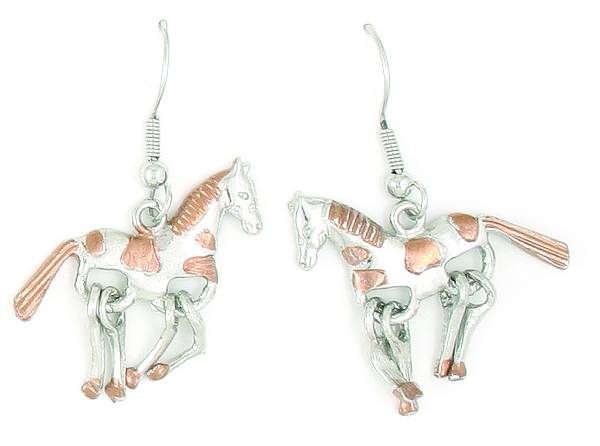 Finishing Touch 2-Tone Horse Wiggle Leg Fishhook Earrings