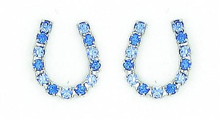 Finishing Touch Blue Rhinestone Horseshoe Earrings